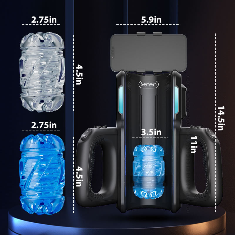Leten Sex Toy Automatic Male Masturbator - Men Electric Adult Sex Machine with 12times/s Thrusting, Hand Free Penis Training Stroker with Phone Holder and 2 Soft Silicone Pocket Pussy