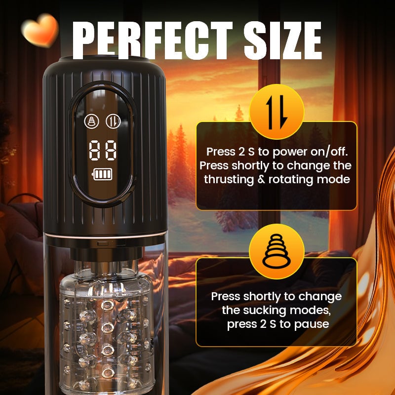 Automatic Thrusting Telescopic Suction Quiet & Digital Display Vacuum Penis Pumps Masturbator Pocket Pussy Adult Sex