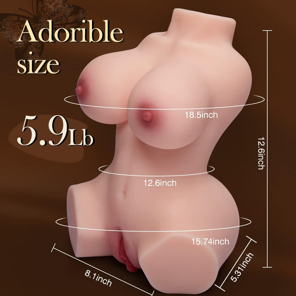 Sex Doll Male Masturbator with Realistic Boobs Vagina and Anal, 3 in 1 Torso Masturbator Love Doll Pocket Pussy with Built-in Spine 5.9lb Pussy Ass Male Sex Toy for Men Masturbation