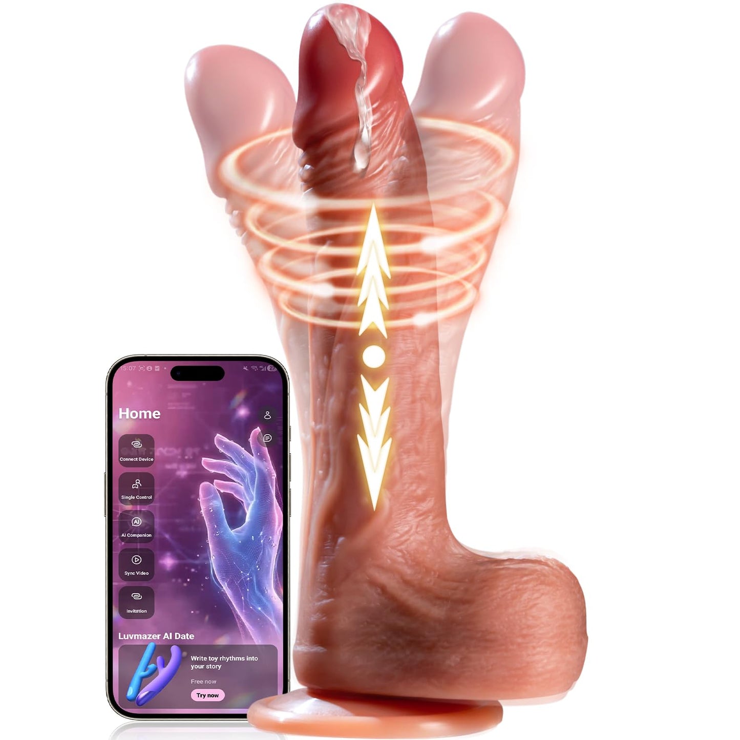 Realistic Dildo with Remote Control, Vibrator Anal Dildo Sex Toys for Women, 6in1 Penis with Suction Cup, 9 Vibrations, 3 Thrusting Swing & Heating Mode, Couple Adult Sex Toys & Games, Brown
