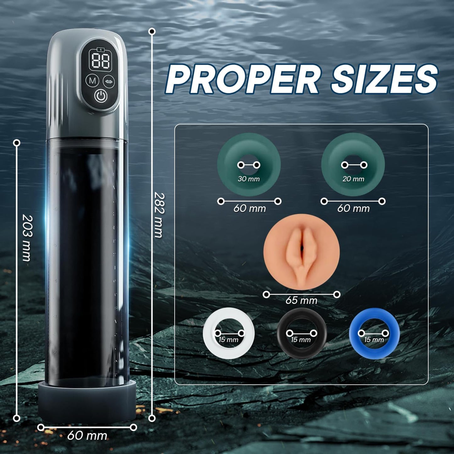 Electric Penis Pump, Automatic Male Masturbator with Mini Pocket Pussy and 3 Penis Ring, Adult Sex Toys for Men Dick Enlarger Erection, Air Water Extender with 4 Training Pressure and 5 Suction Modes