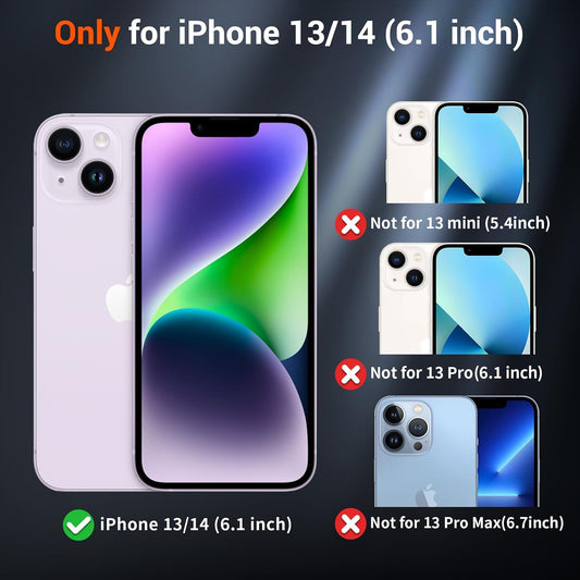 Magnetic for iPhone 14 Case & iPhone 13 Case (Compatible with MagSafe)(Military Grade Drop Protection) Translucent Matte Shockproof Phone Cover,Black