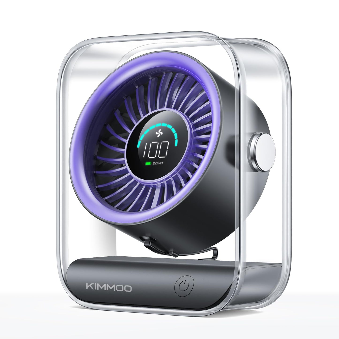 Rechargeable USB Desk Fan, Quiet Table Fan with Turbo Airflow, 100 Speeds, Digital Display, 90° Rotating, Small Battery Desktop Fans for Bedroom Home Office Travel, Black