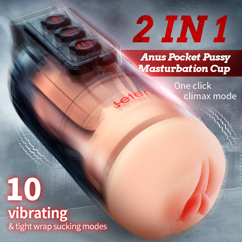 Leten 10 Vibrating Masturbator and Pussy Pockets 2 in 1 APP Control