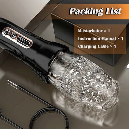 Automatic Male 5 Rotating ＆10 Vibrating Transparent Sleeve Oral Sex Cup Male Masturbators