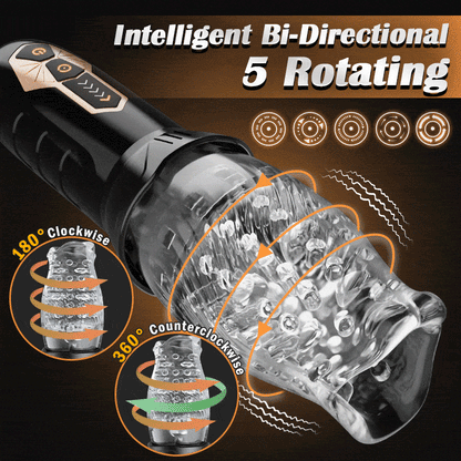 Automatic Male 5 Rotating ＆10 Vibrating Transparent Sleeve Oral Sex Cup Male Masturbators