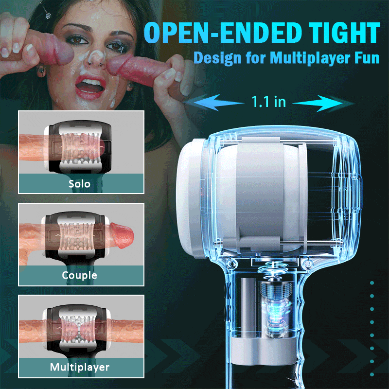 Automatic Male Masturbator 8 Vibrating 5 Thrusting Telescopic Open-ended Handheld Masturbator Male Sex Toys