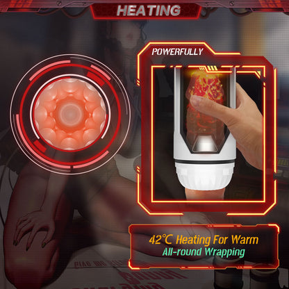 Automatic Male Masturbator Sex Toy One-click Orgasm with 4 Thrusting Telescopic & Heating Future Masturbator