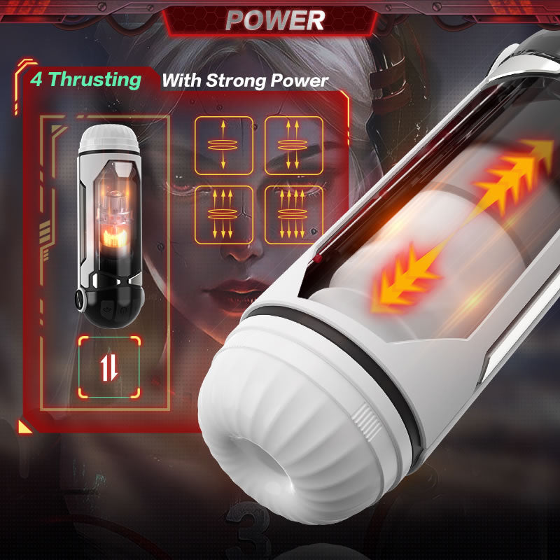 Automatic Male Masturbator Sex Toy One-click Orgasm with 4 Thrusting Telescopic & Heating Future Masturbator