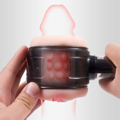 10 Vibration Anal realistic 3D Open-Ended Vaginal 2 in 1 Handheld Masturbator