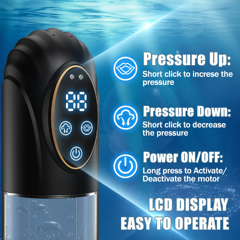 Electric Penis Enlarge Vacuum Pump Full Waterproof 6 Modes Erection Enlargement Penis Pump Automatic High-Vacuum Penis Enlargement Extend Pump
