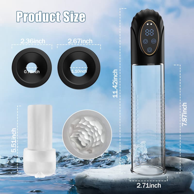 Electric Penis Enlarge Vacuum Pump Full Waterproof 6 Modes Erection Enlargement Penis Pump Automatic High-Vacuum Penis Enlargement Extend Pump