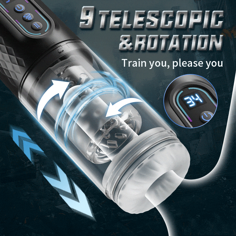 Automatic Male 9 Rotating & Thrusting & Sucking Telescopic Penis Pump Masturbator Male Men Sex Toy