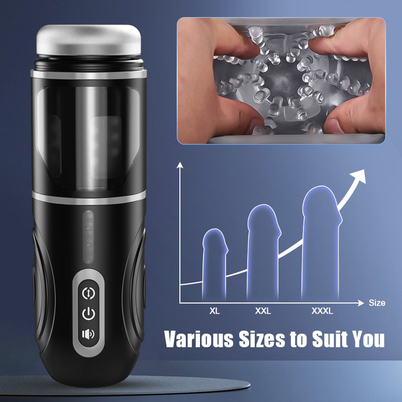 Handsfree 7 Thrusting Telescopic Rotation Automatic Male Masturbator with Suction Base