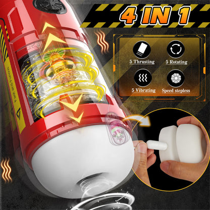 Automatic Thrusting Telescopic Rotating Male Masturbator with Visible Channel
