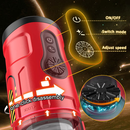 Automatic Thrusting Telescopic Rotating Male Masturbator with Visible Channel