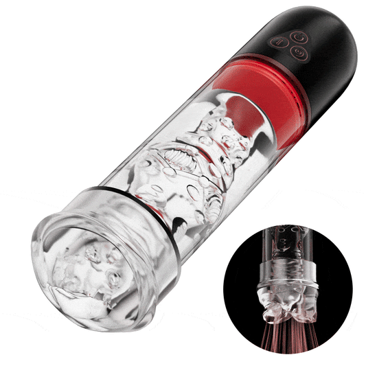 Electric Penis Enlarge Vacuum Pump with Vibrating & Sucking 2 IN 1 Lips Penis Pumps Male Sex Toys