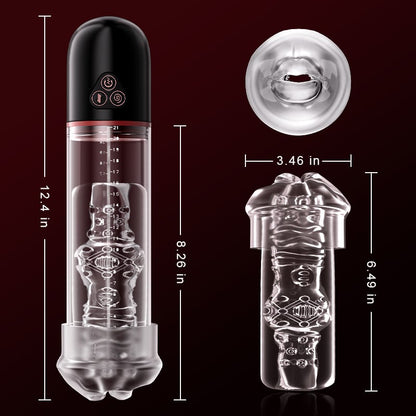 Electric Penis Enlarge Vacuum Pump with Vibrating & Sucking 2 IN 1 Lips Penis Pumps Male Sex Toys