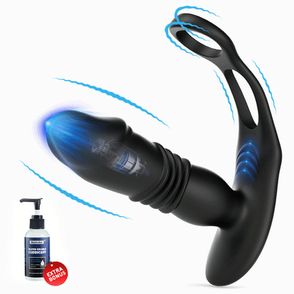 Glans 3 -Thrusting & 12 -Vibrating Cock Rings Prostate Massager