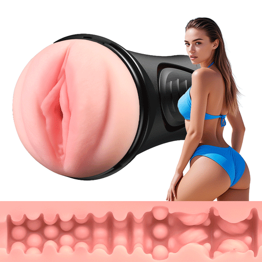 【6.5 IN Depth】Pressure Palm 10 Vibrations Realistic Labia Vaginal Pressure IPX7 Waterproof Electric Masturbator Pocket