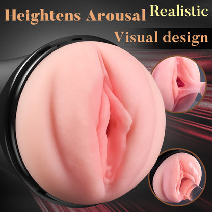 【6.5 IN Depth】Pressure Palm 10 Vibrations Realistic Labia Vaginal Pressure IPX7 Waterproof Electric Masturbator Pocket