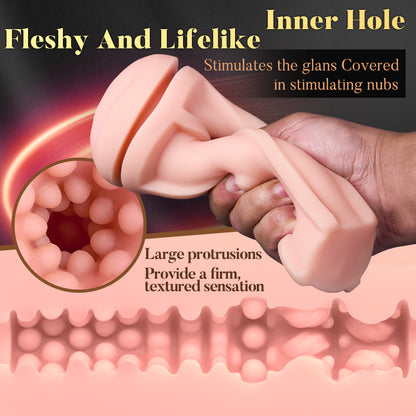 【6.5 IN Depth】Pressure Palm 10 Vibrations Realistic Labia Vaginal Pressure IPX7 Waterproof Electric Masturbator Pocket