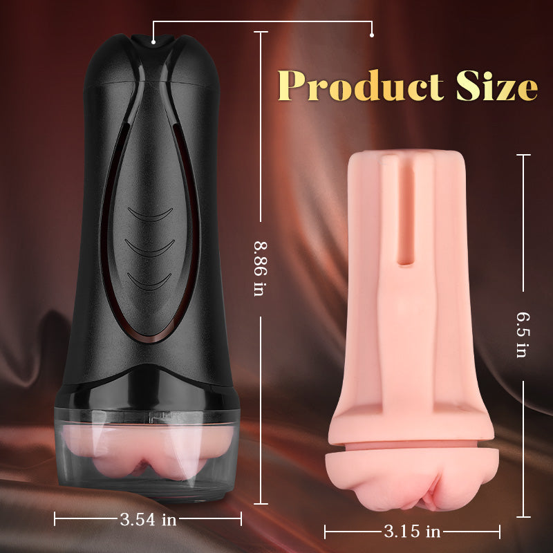 【6.5 IN Depth】Pressure Palm 10 Vibrations Realistic Labia Vaginal Pressure IPX7 Waterproof Electric Masturbator Pocket