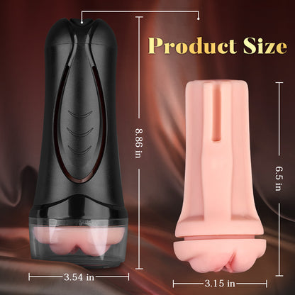 【6.5 IN Depth】Pressure Palm 10 Vibrations Realistic Labia Vaginal Pressure IPX7 Waterproof Electric Masturbator Pocket