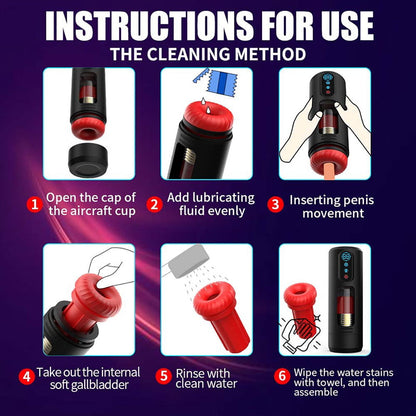 Automatic Male Telescopic Rotation Masturbators Cup 9 Thrusting Telescopic Vibration Sucking Heated Aircraft Male Stroker