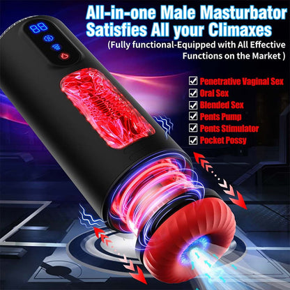 Automatic Male Telescopic Rotation Masturbators Cup 9 Thrusting Telescopic Vibration Sucking Heated Aircraft Male Stroker