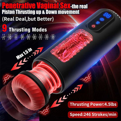 Automatic Male Telescopic Rotation Masturbators Cup 9 Thrusting Telescopic Vibration Sucking Heated Aircraft Male Stroker