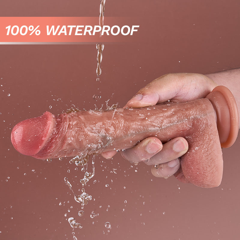 Fully Waterproof 8.46In Swinging Thrusting 10 Vibrating Heating Lifelike Dildo