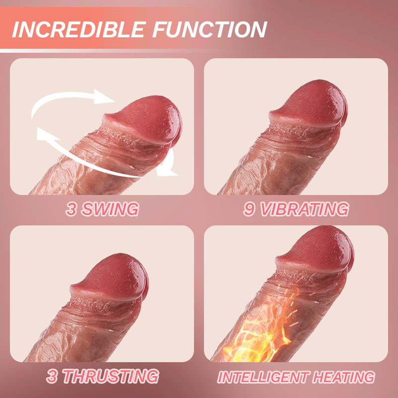 Fully Waterproof 8.46In Swinging Thrusting 10 Vibrating Heating Lifelike Dildo