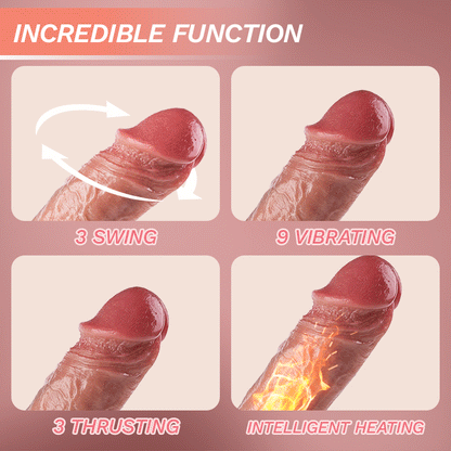 Fully Waterproof 8.46In Swinging Thrusting 10 Vibrating Heating Lifelike Dildo