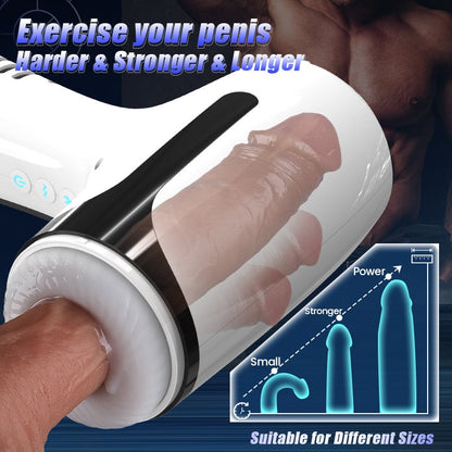 Automatic Through-Hole Thrusting Telescopic Vibrating Stroking Open-ended Male Masturbator Sex Toys for Men