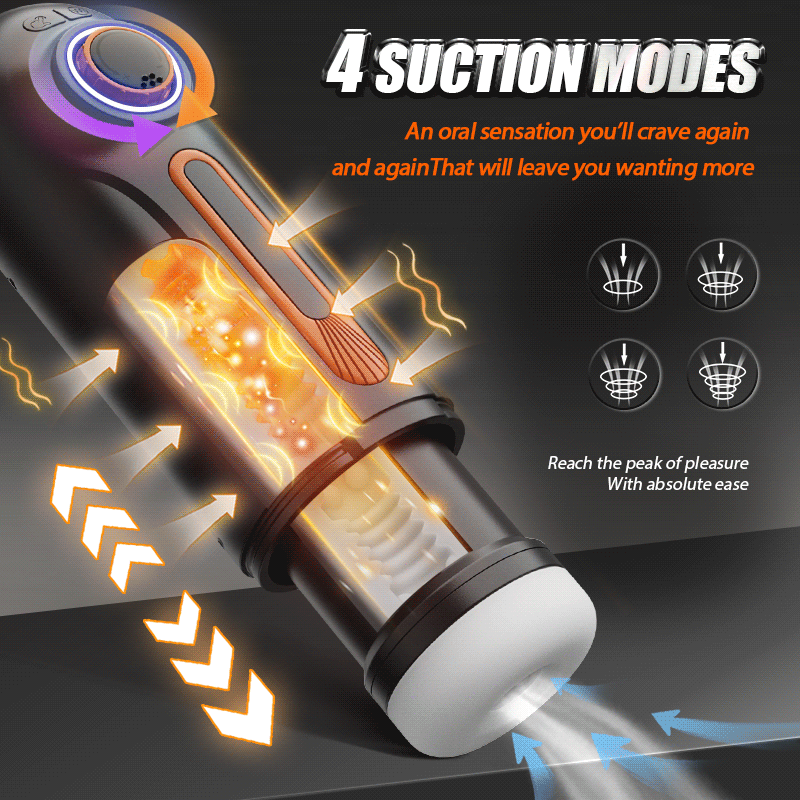 【5.7 IN Depth】6 IN 1-10 Vibrating & Automatic Thrusting Telescopic with 4 Sucking Male Maturbator Male Sex Toy