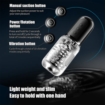 Automatic Dual Vibrating Eggs 5 Sucking 10 Vibrating Deep Throat Male Masturbator