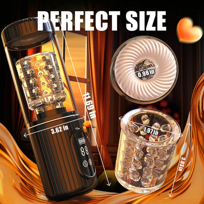 Automatic Thrusting Telescopic Suction Quiet & Digital Display Vacuum Penis Pumps Masturbator Pocket Pussy Adult Sex