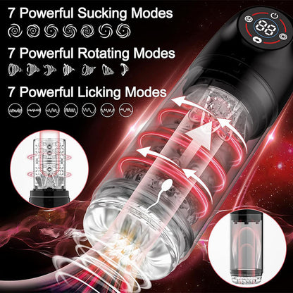 Automatic 7 Rotating 7 Sucking Lcd Display Pumps & Enlargers Automatic Male Masturbator