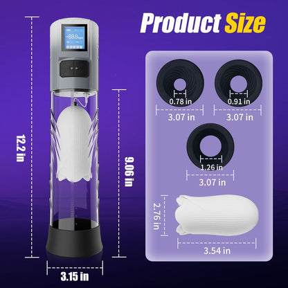 Electric Penis Enlarge Vacuum Pump 10 Vibrating & 6 Sucking Vacuum Penis Pump Male Penis Extender Automatic High-Vacuum Penis Enlargement Extend Pump, Air Pressure Device