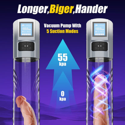 Electric Penis Enlarge Vacuum Pump 10 Vibrating & 6 Sucking Vacuum Penis Pump Male Penis Extender Automatic High-Vacuum Penis Enlargement Extend Pump, Air Pressure Device