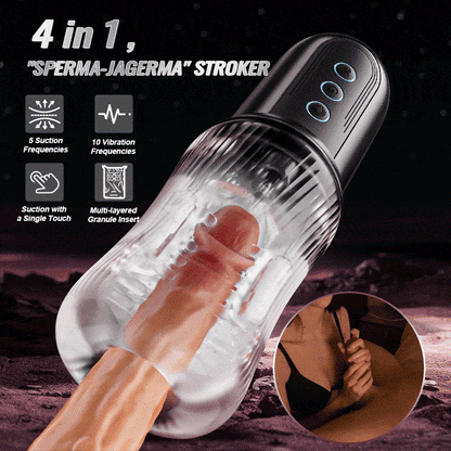 Automatic Dual Vibrating Eggs 5 Sucking 10 Vibrating Deep Throat Male Masturbator