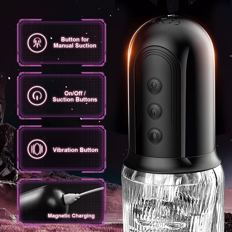 Automatic Dual Vibrating Eggs 5 Sucking 10 Vibrating Deep Throat Male Masturbator