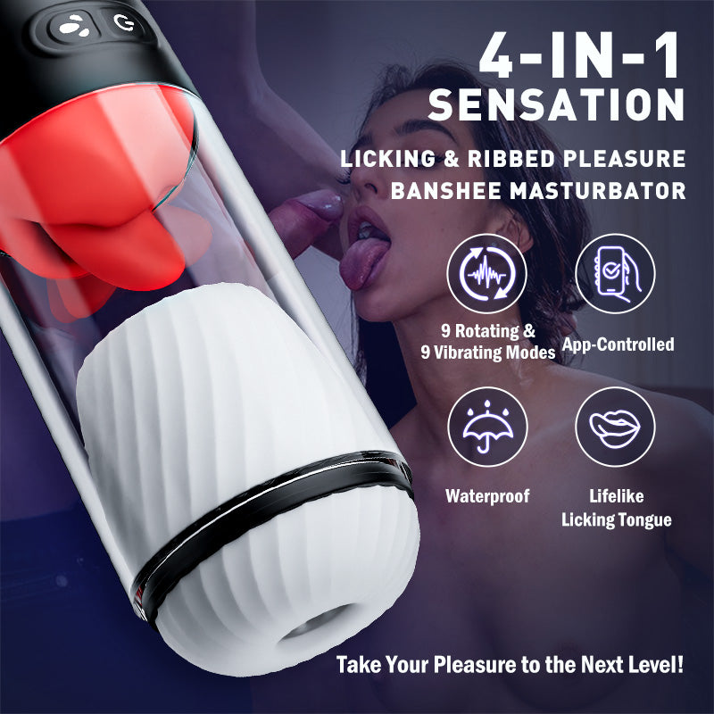 App Control Male Masturbator with 9 Tongue Licking & Vibration Modes