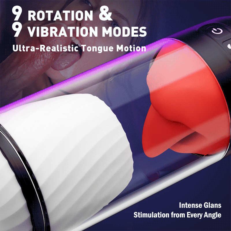 App Control Male Masturbator with 9 Tongue Licking & Vibration Modes