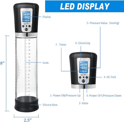 Male Penis Pump Sex Toys, Automatic Enlargers & Extend Pump for Men with LED Display, Adult Toys for Men Penis Entender Erection Pumps, Sex Toys - Pumps & Enlargers (6 Cock Rings)