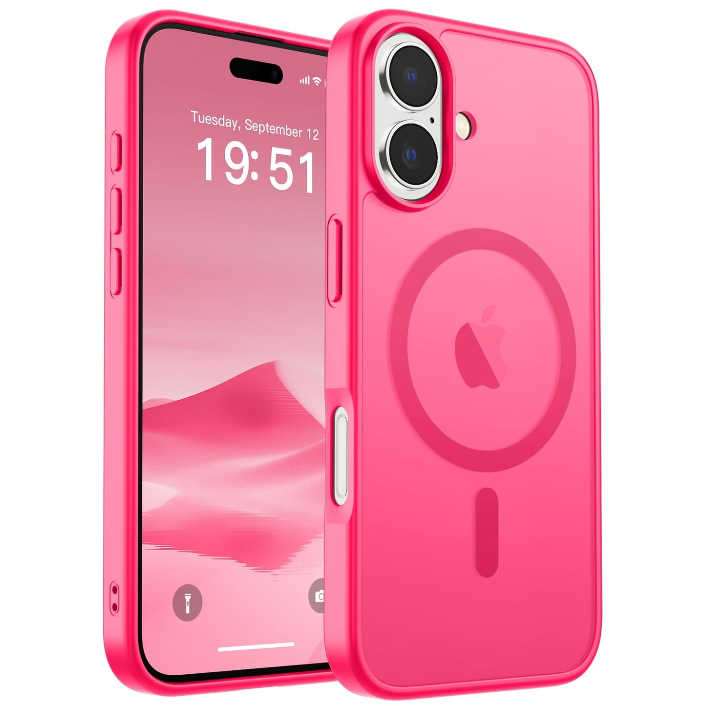 Magnetic for iPhone 14 Case & iPhone 13 Case (Compatible with MagSafe)(Military Grade Drop Protection) Translucent Matte Shockproof Phone Cover,Black