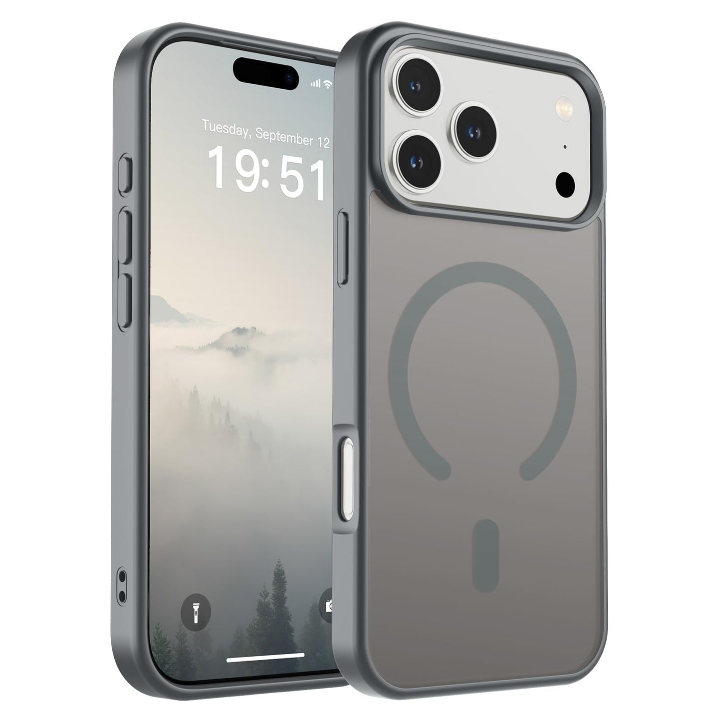 Magnetic for iPhone 14 Case & iPhone 13 Case (Compatible with MagSafe)(Military Grade Drop Protection) Translucent Matte Shockproof Phone Cover,Black