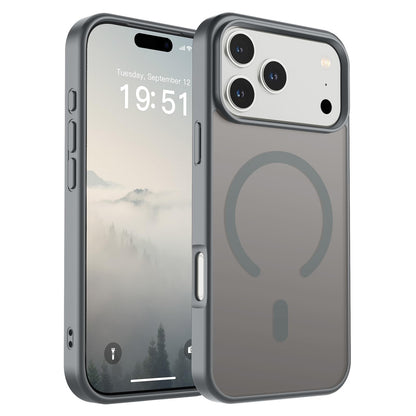 Magnetic for iPhone 14 Case & iPhone 13 Case (Compatible with MagSafe)(Military Grade Drop Protection) Translucent Matte Shockproof Phone Cover,Black