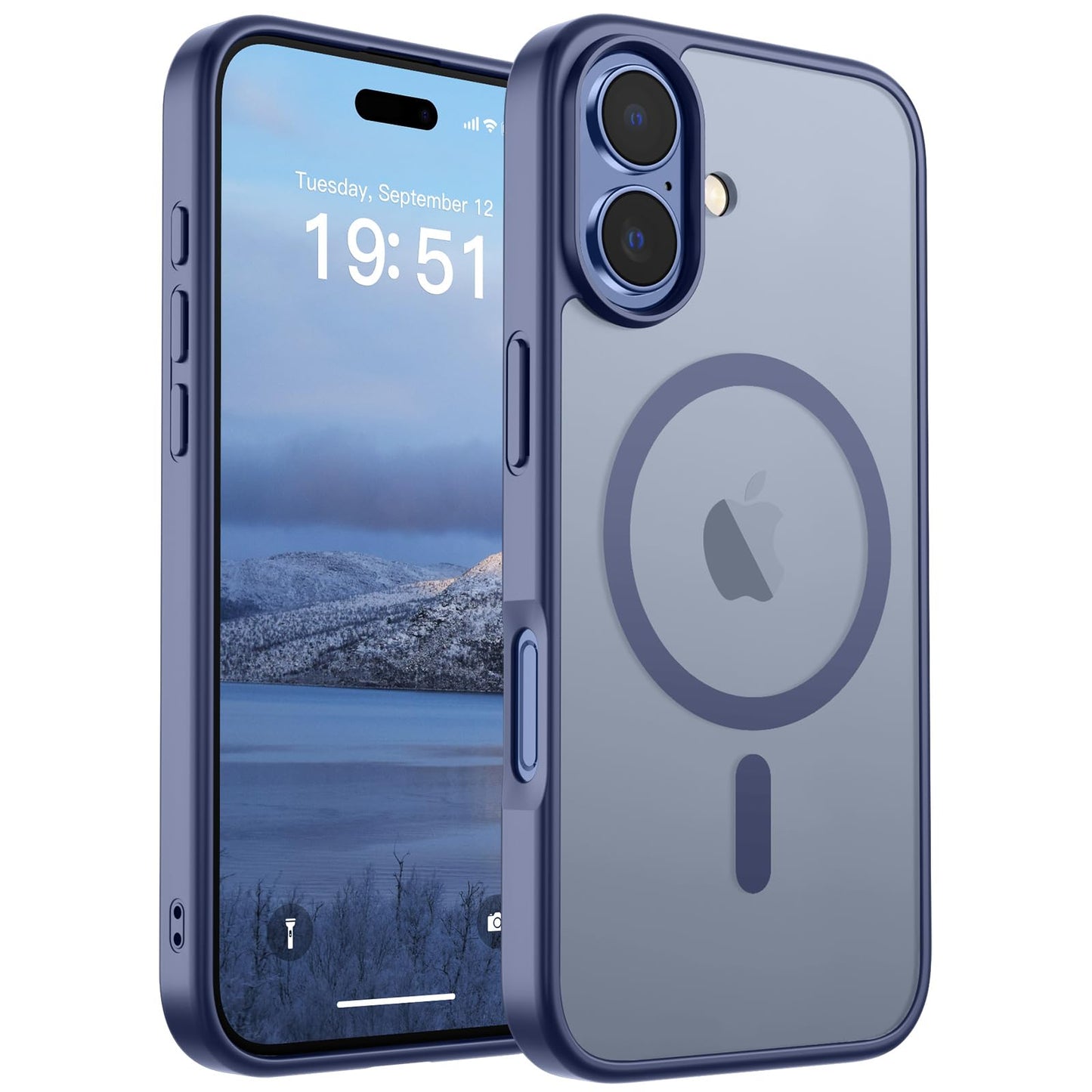 Magnetic for iPhone 14 Case & iPhone 13 Case (Compatible with MagSafe)(Military Grade Drop Protection) Translucent Matte Shockproof Phone Cover,Black
